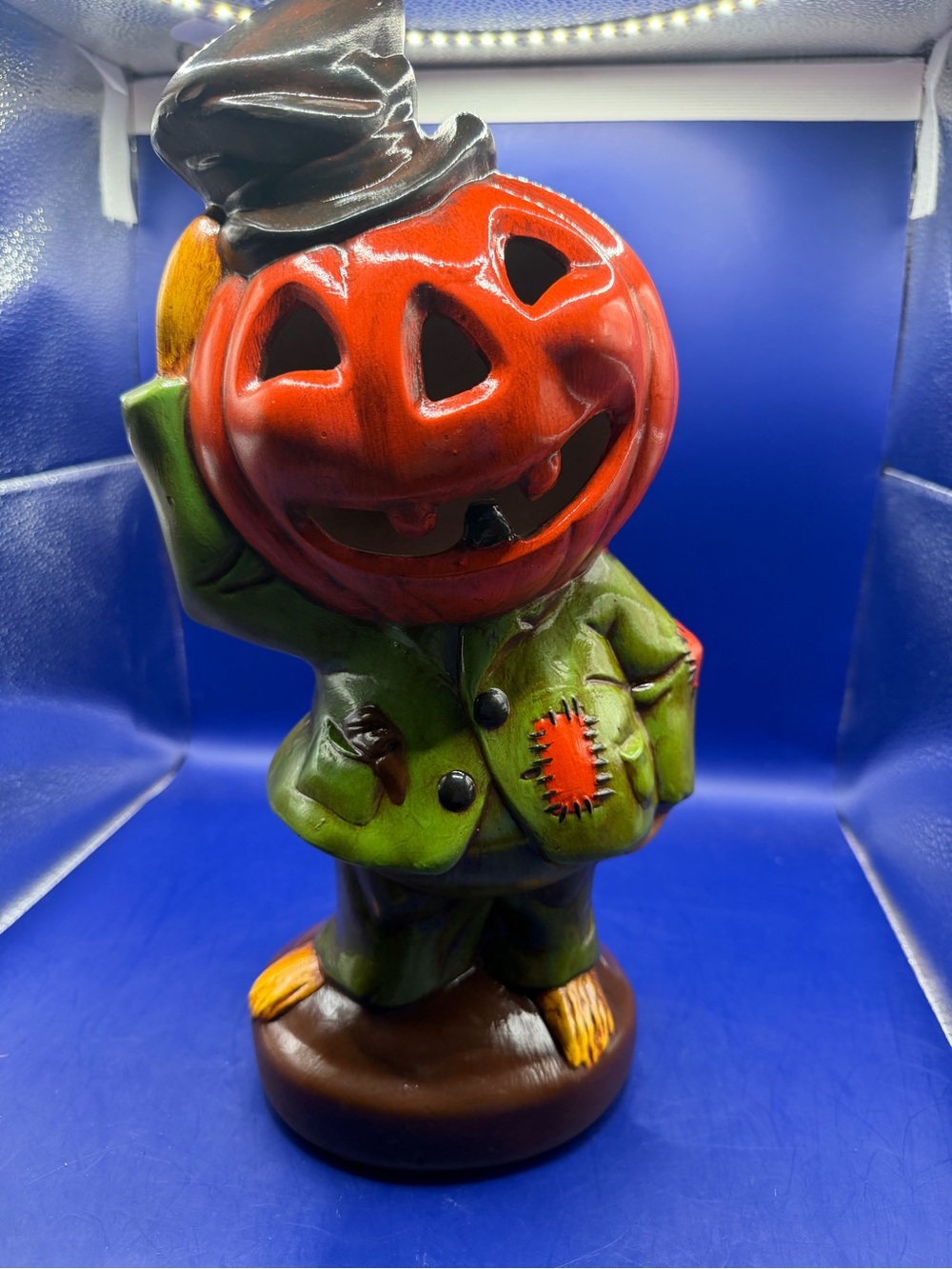 Halloween Ceramic Pumpkin Scarecrow Figurine